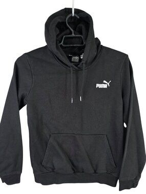 Mens Puma Black Pullover Hoodie Sweatshirt Long Sleeve Drawstring Polyester S